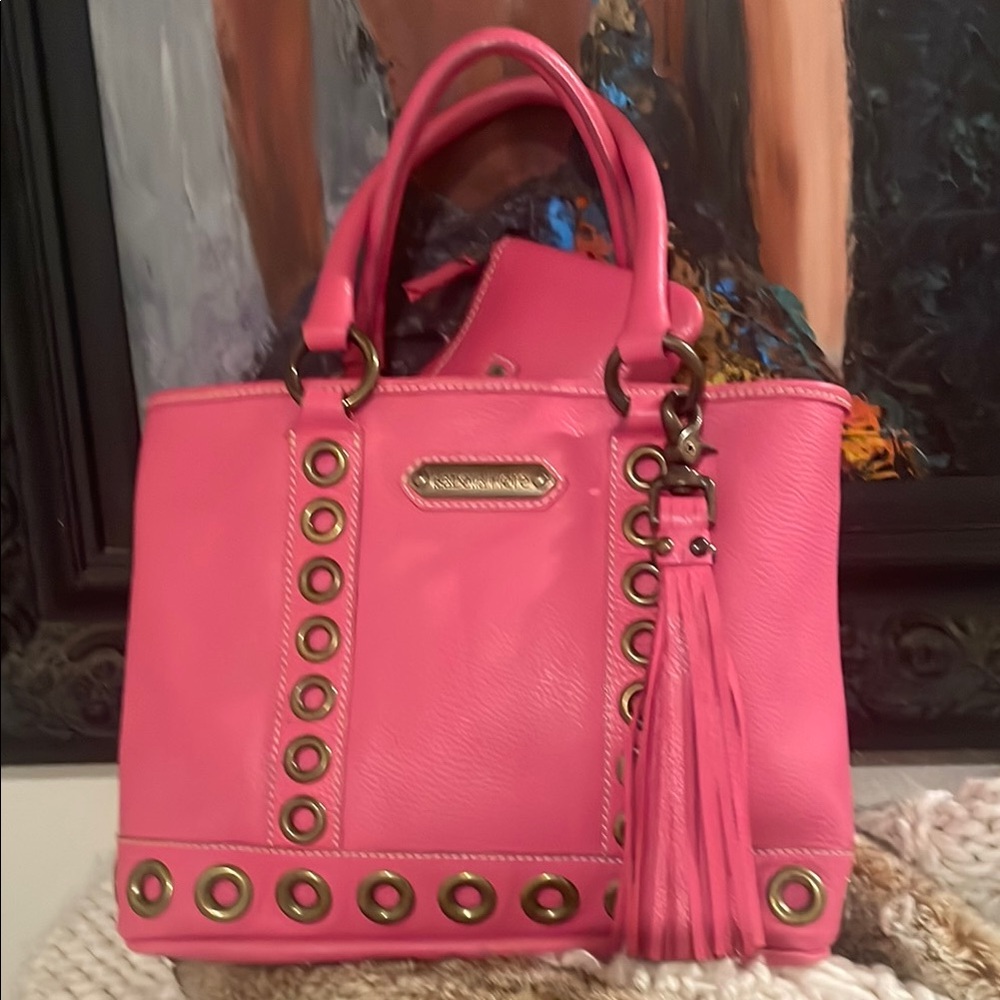 ISABELLA FIORE w pouch…Stylish Tote Bag with Tassel and Grommet